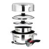 Magma Nesting 7-Piece Induction Compatible Cookware - Stainless Steel Exterior & Slate Black Ceramica Non-Stick Interior