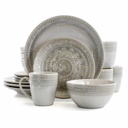 Gibson Elite Amberdale 16 Piece Stoneware Dinnerware Set in Cream