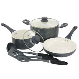 Oster Ridge Valley 8 Piece Aluminum Nonstick Cookware Set in Grey