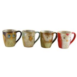 Gibson Owl City 17 Ounce 4 Piece Owl Shape Mug Set