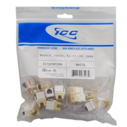 ICC ICC-IC1076FCWH Module, Voice, Rj-11, Hd, 25pk, Wh
